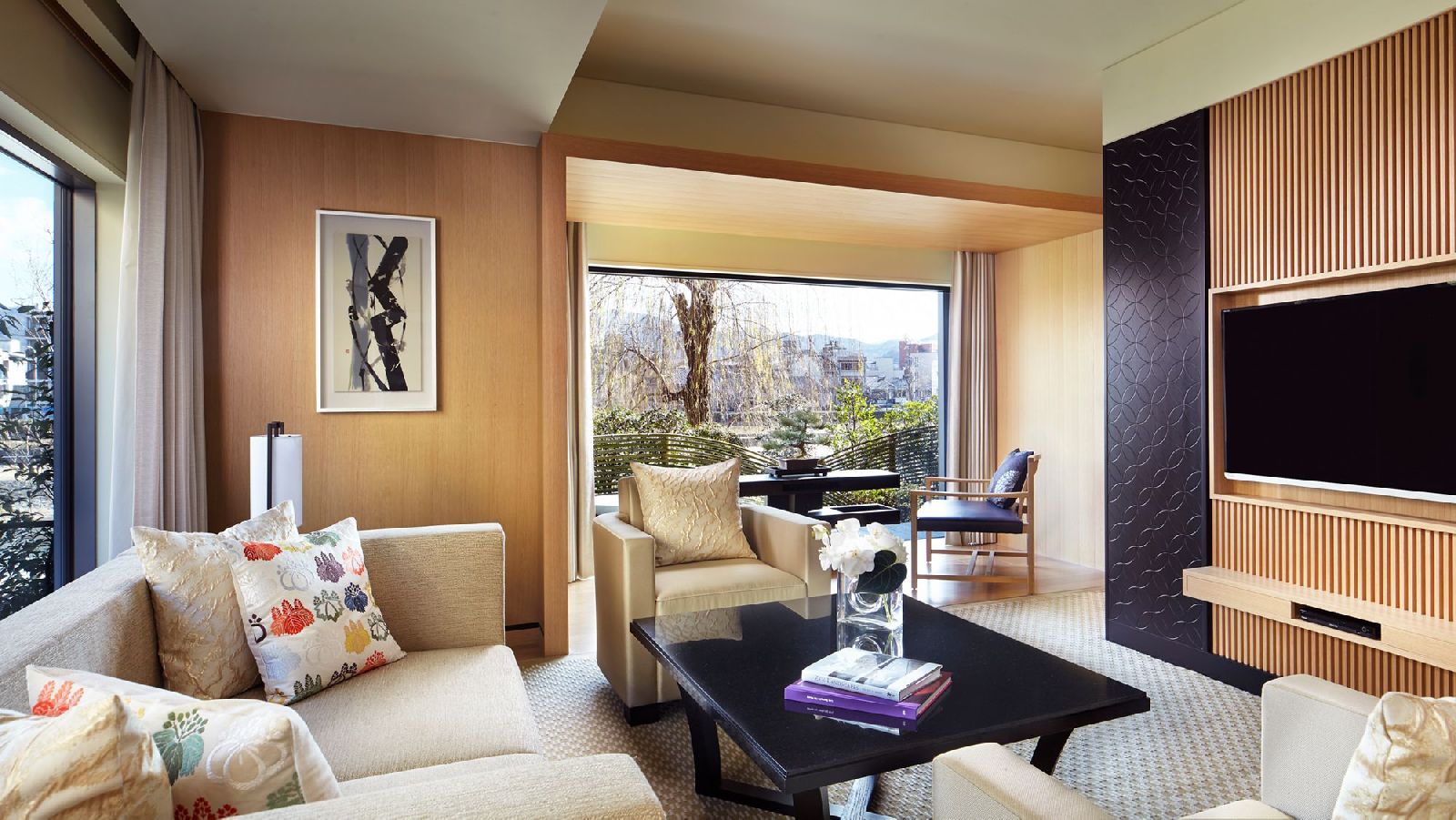 A corner suite at the Ritz Carlton Kyoto in Japan