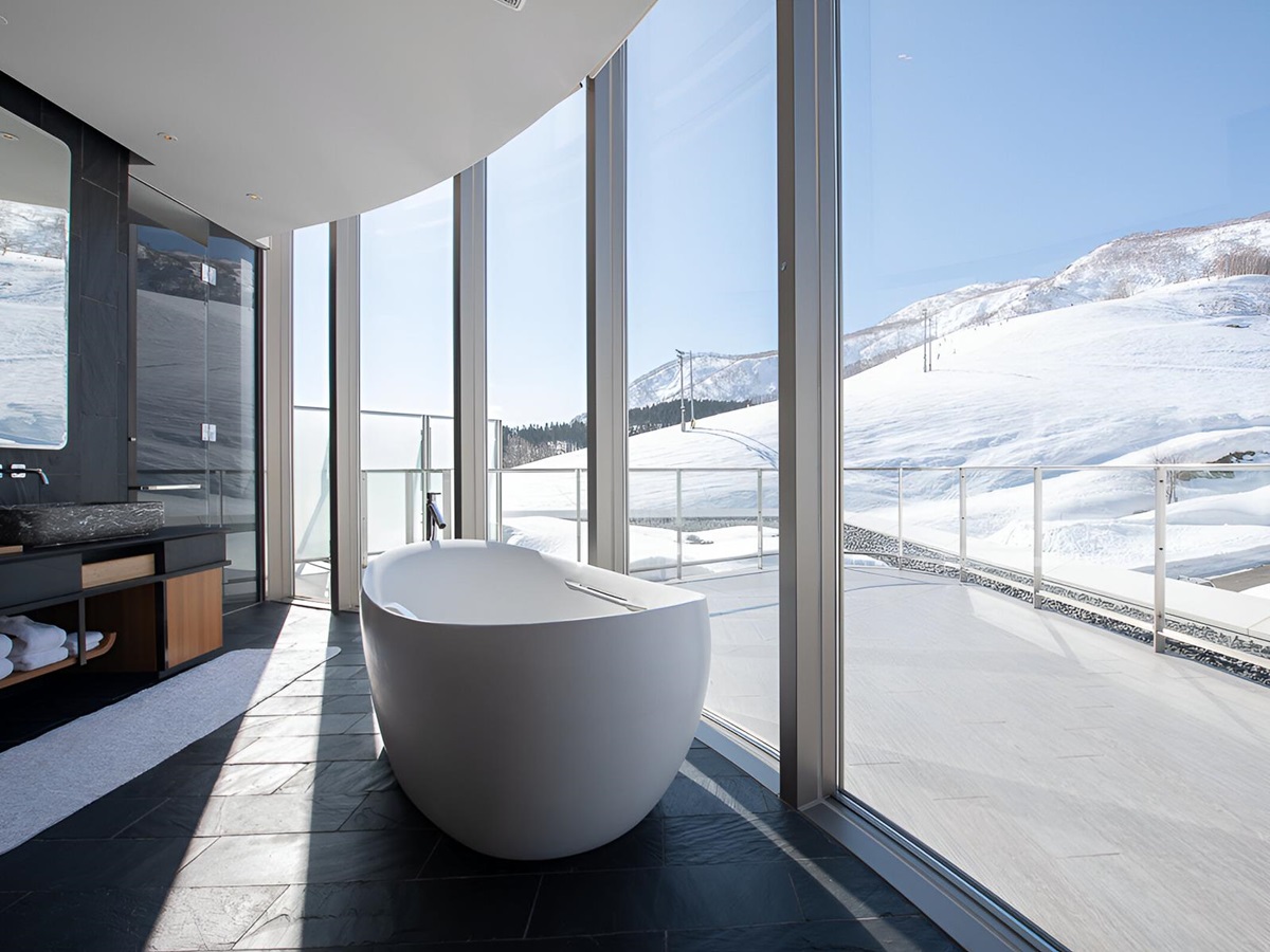 Bathroom at Skye Niseko ski hotel in Japan
