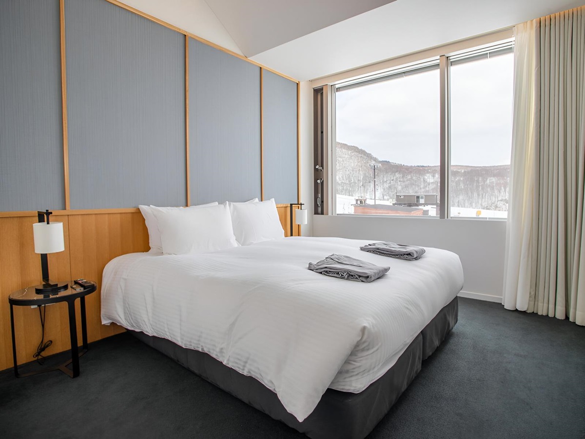 Bedroom at Skye Niseko ski hotel in Japan
