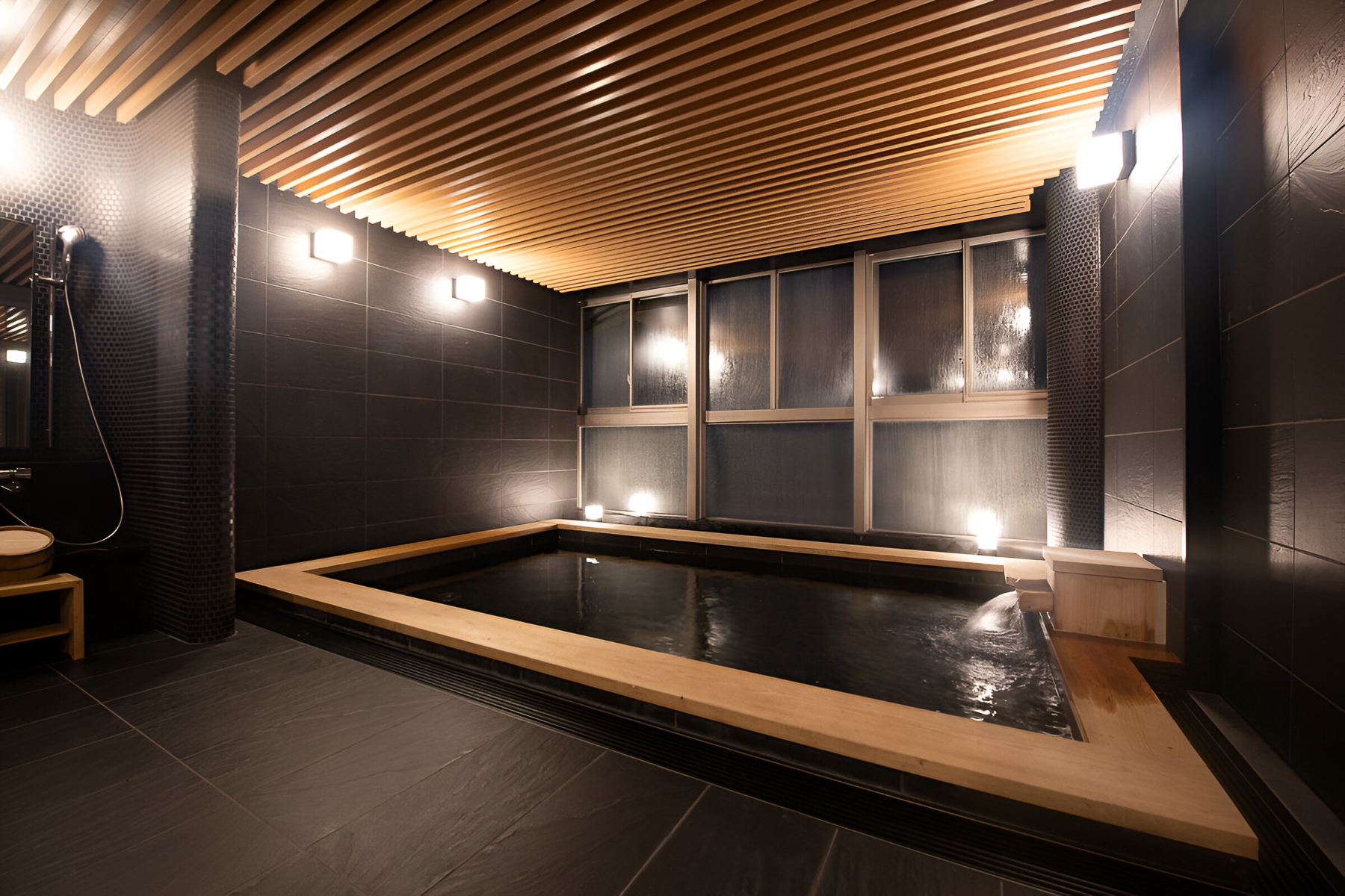 Spa pool and onsen at Skye Niseko ski hotel in Japan