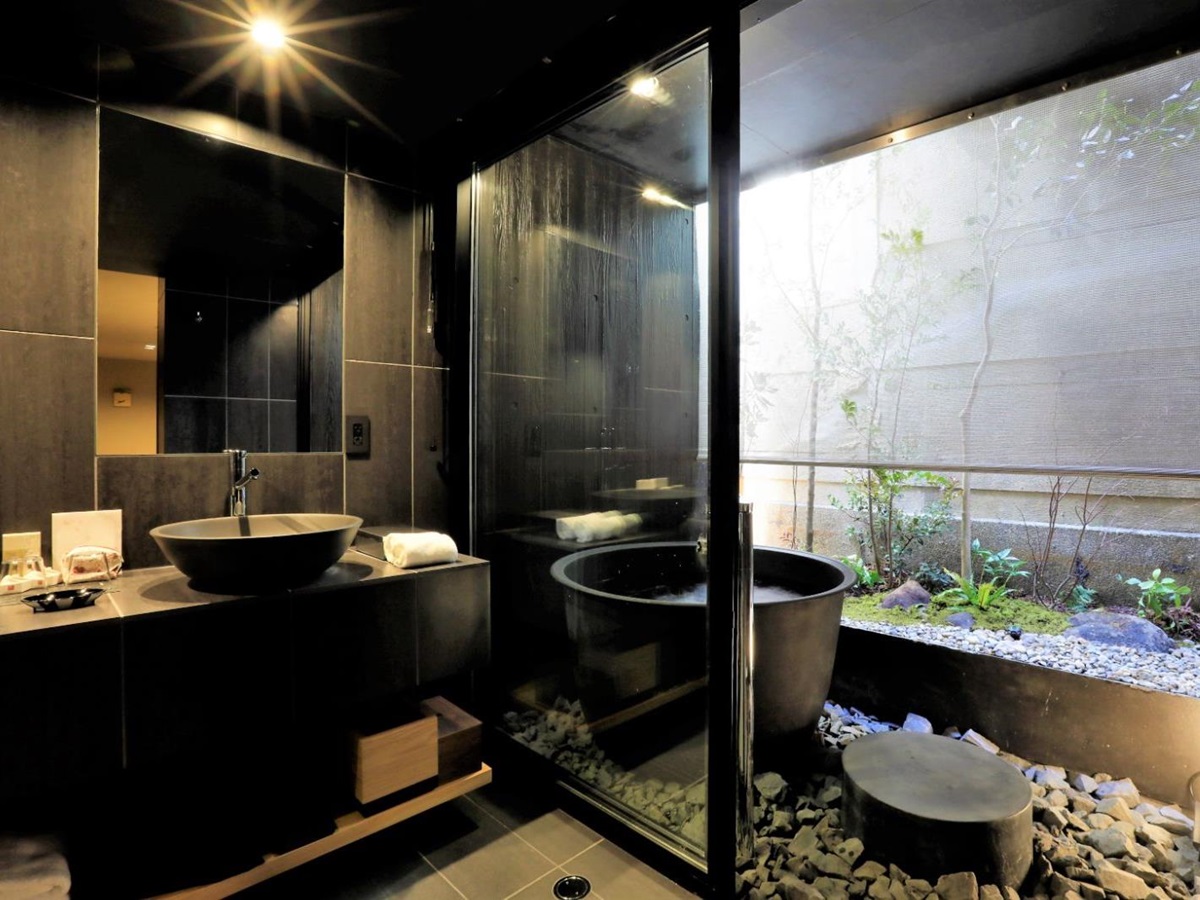 Guest suite bathroom at Sowaka Ryokan in Kyoto, Japan