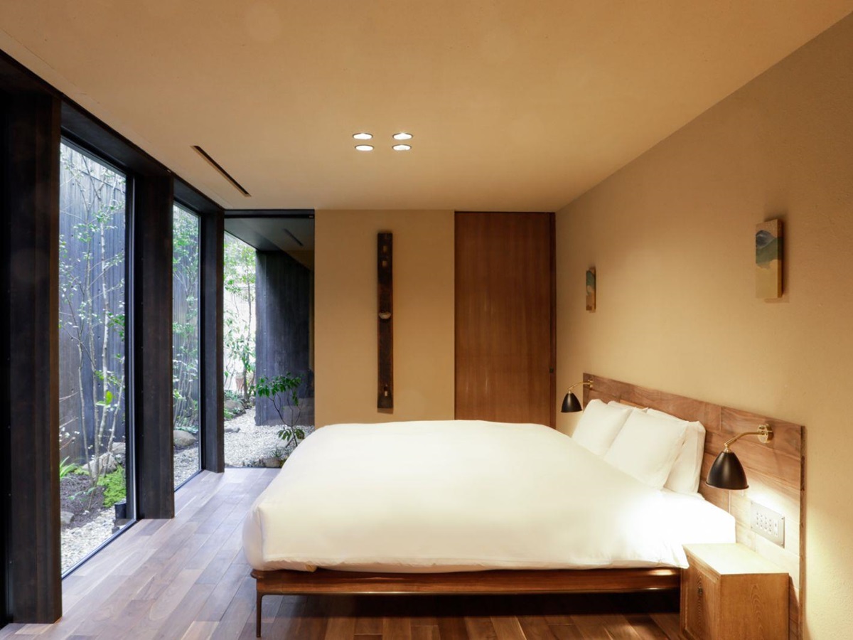 Guest suite bed at Sowaka ryokan in Kyoto, Japan