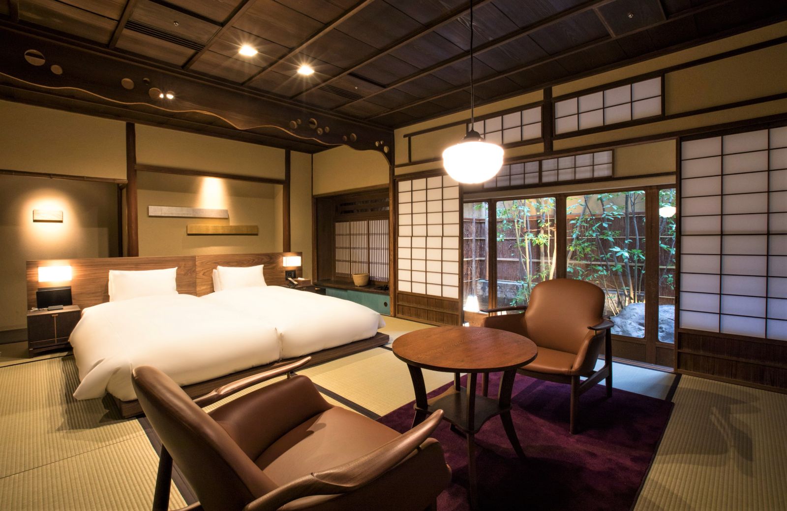 Guest room with private garden at Sowaka ryokan in Kyoto, Japan