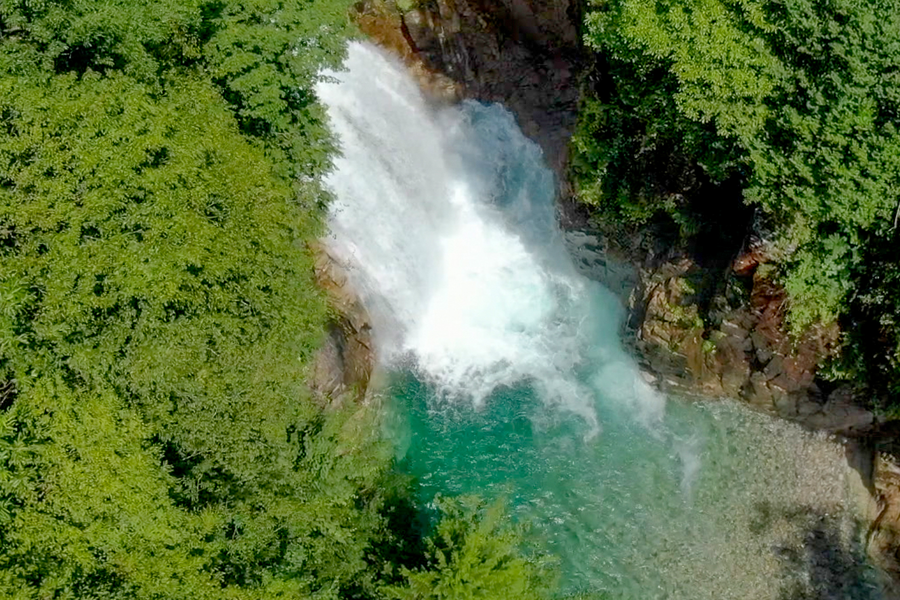 Aerial view of the valley surrounding Zenagi in Japan