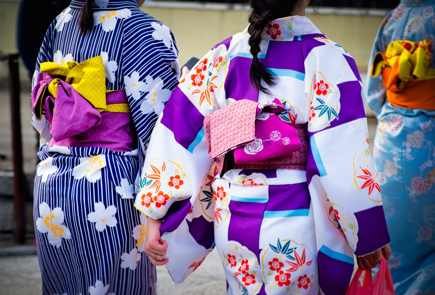 Women wearing kimonos in Japan