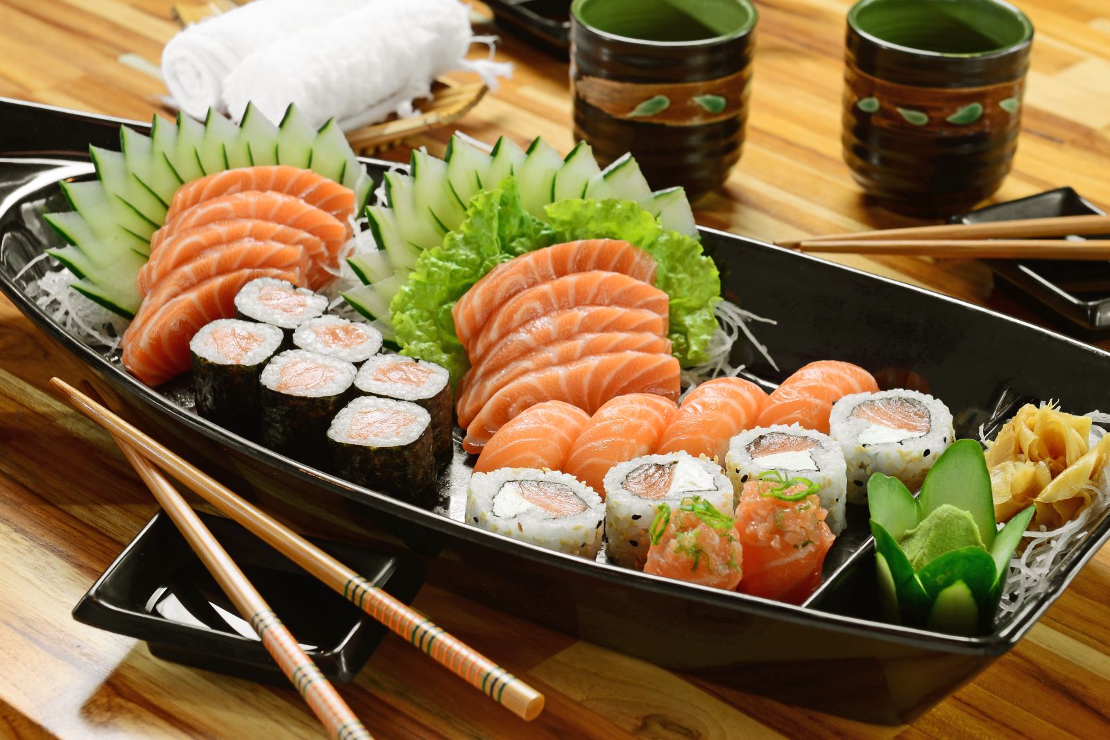 A dish of traditional Japanese sushi 
