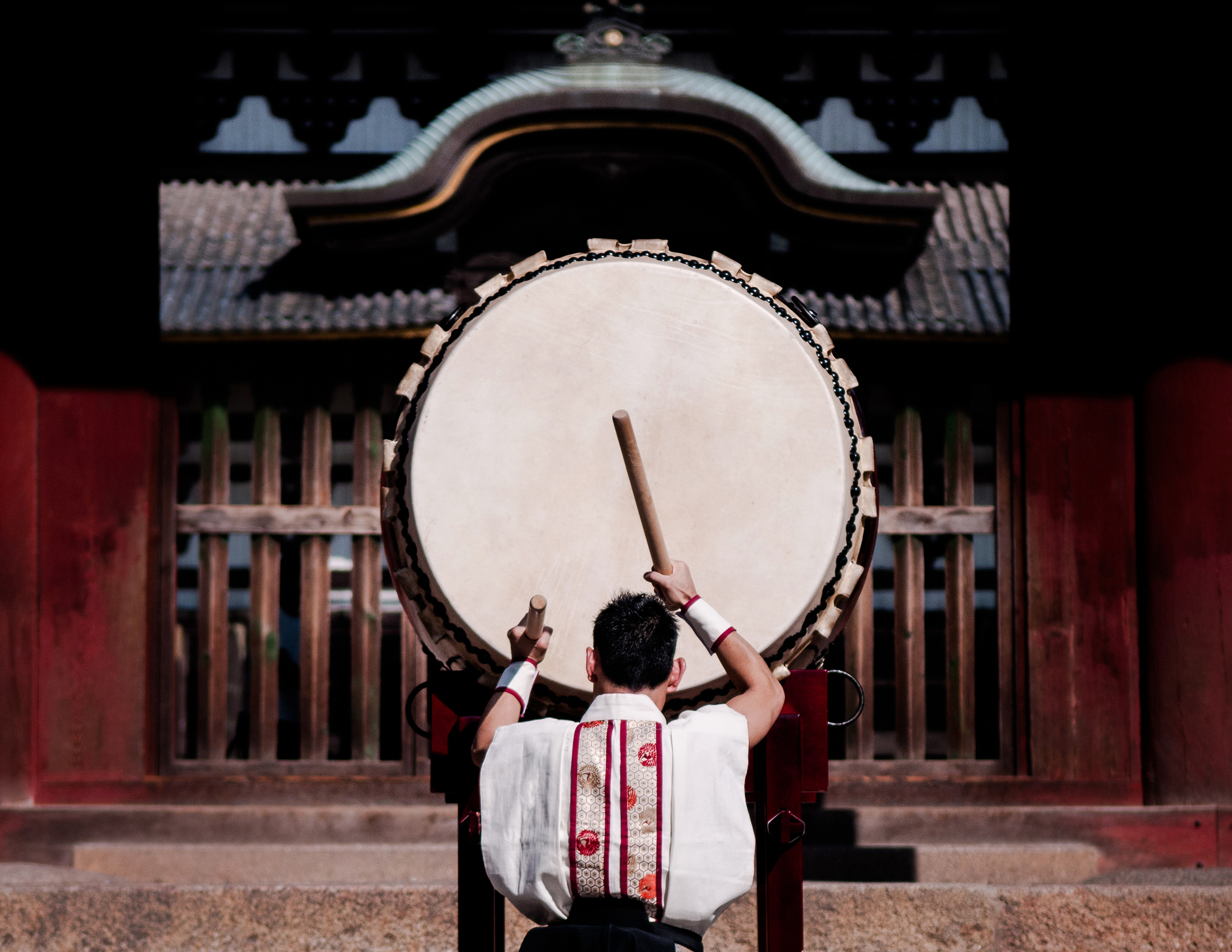 A taiko drummer in Kyoto, Japan