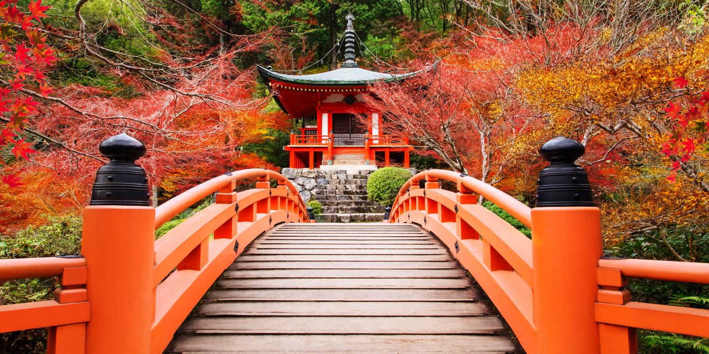 Bridge leading to Daigoji Temple in Kyoto