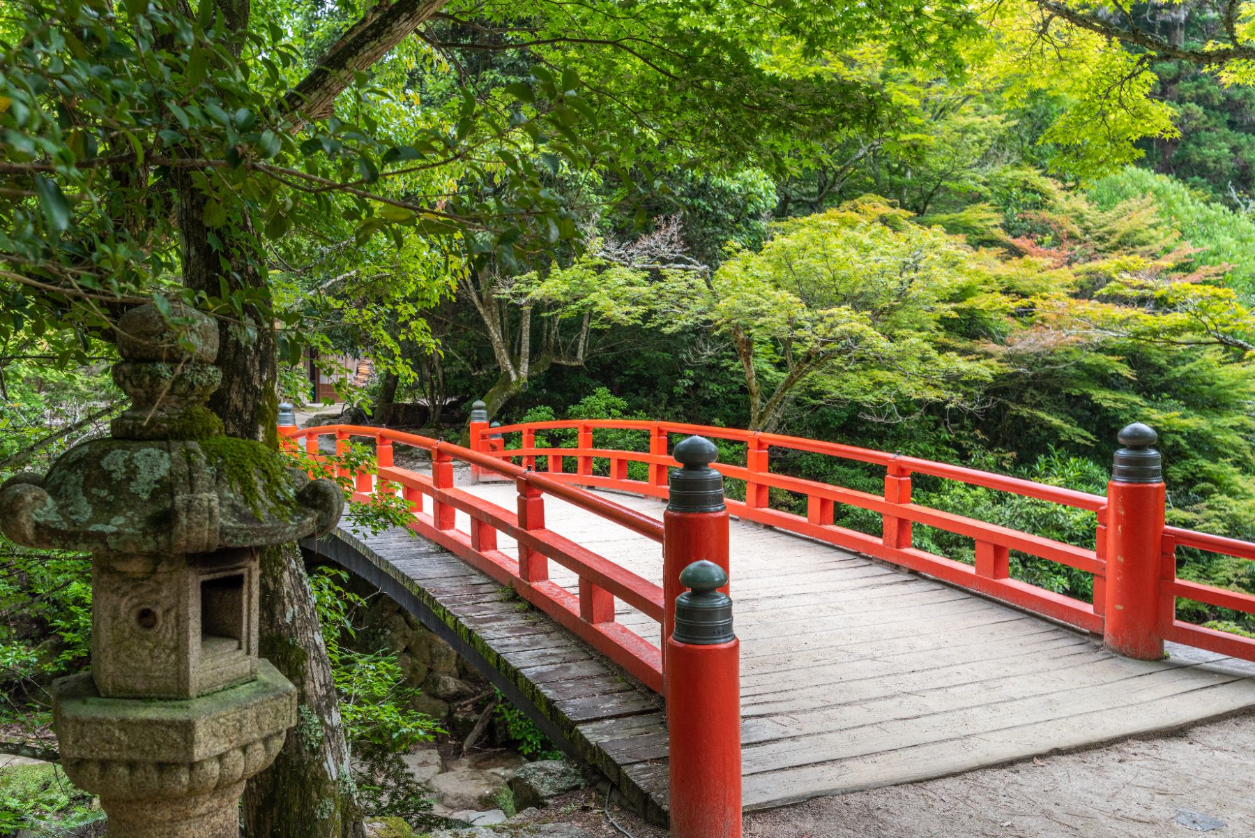 Bridge in Miyajima towards Mount Misen