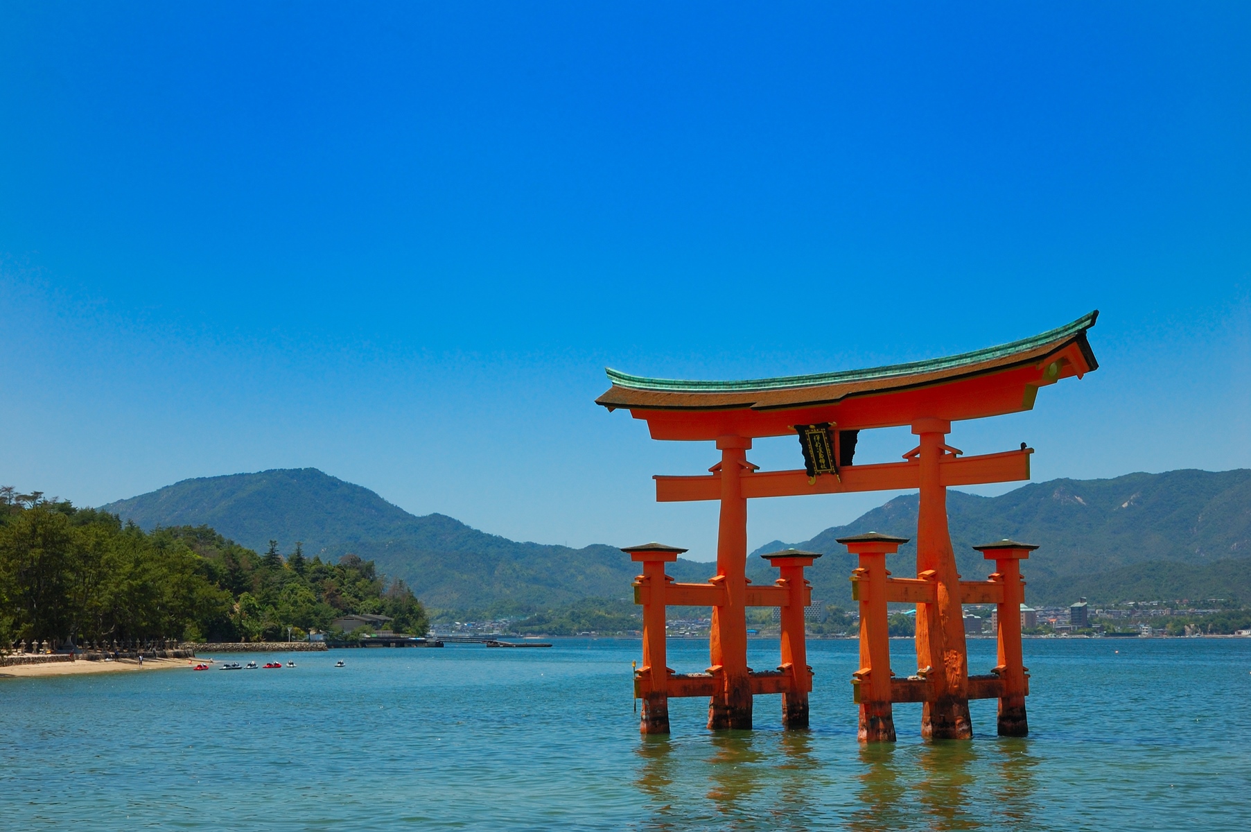 The floating torii gate at Itsukushima Shrine in Japan