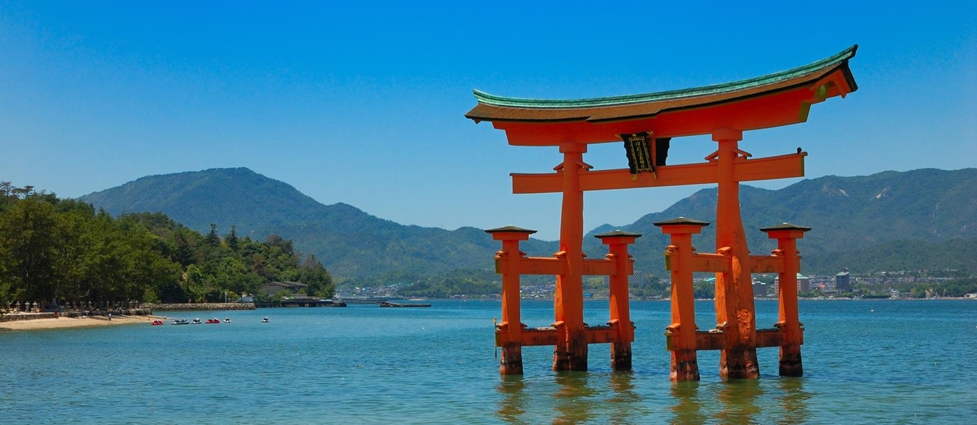 The floating torii gate at Itsukushima Shrine in Japan