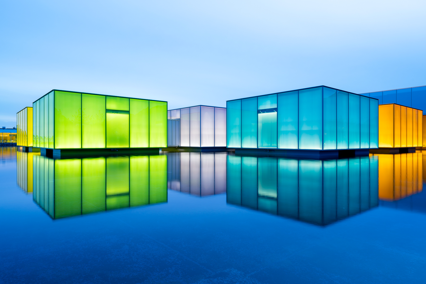 Exterior view of the moveable galleries at Simose Art Museum in Japan