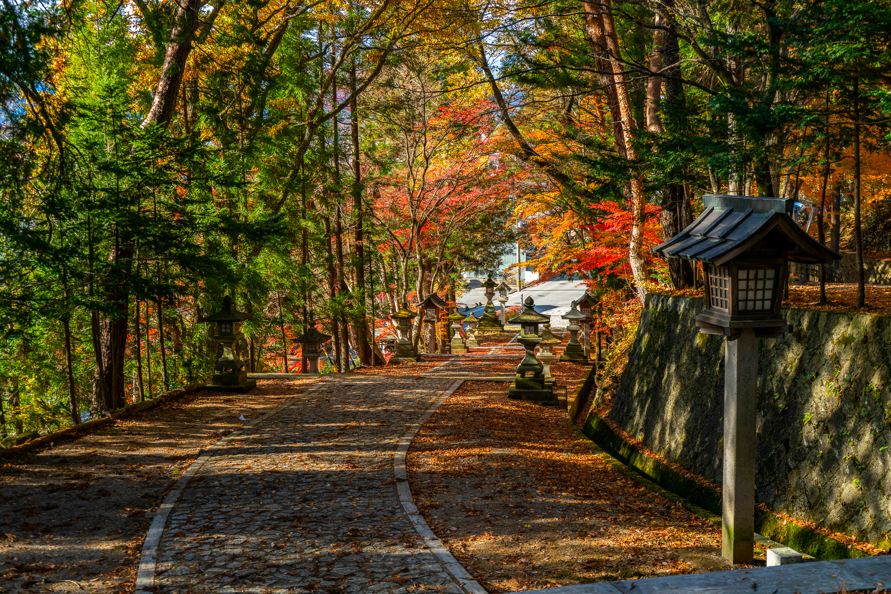 A road lined with shrines in Takayama