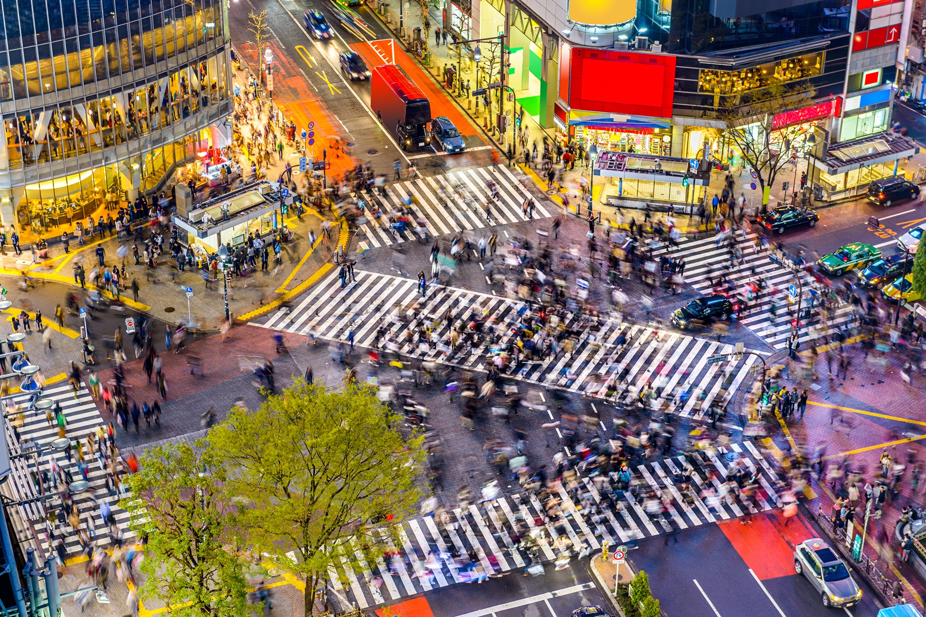 Shibuya Crossing in Tokyo,  Japan, rumoured to be the busiest intersection in the world 