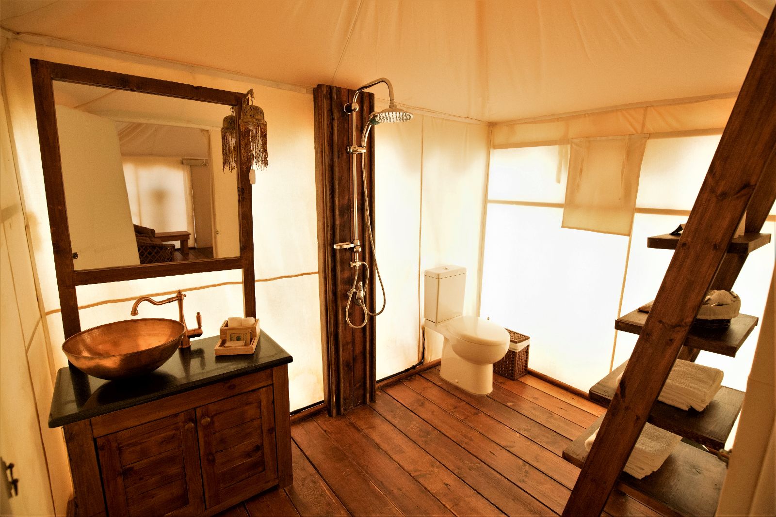 Bathroom of a tented suite at the Discovery Bedu Camp Wadi Rum Jordan