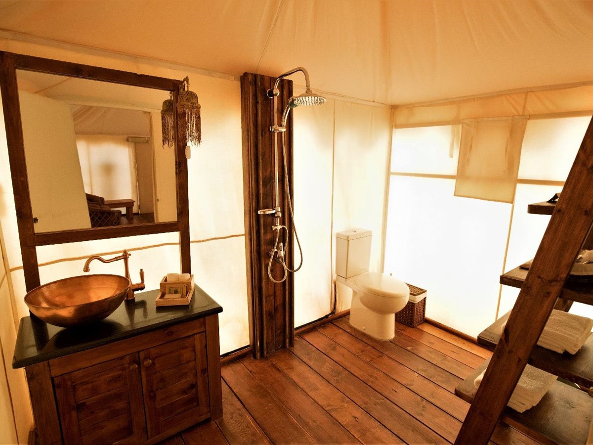 Bathroom of a tented suite at the Discovery Bedu Camp Wadi Rum Jordan
