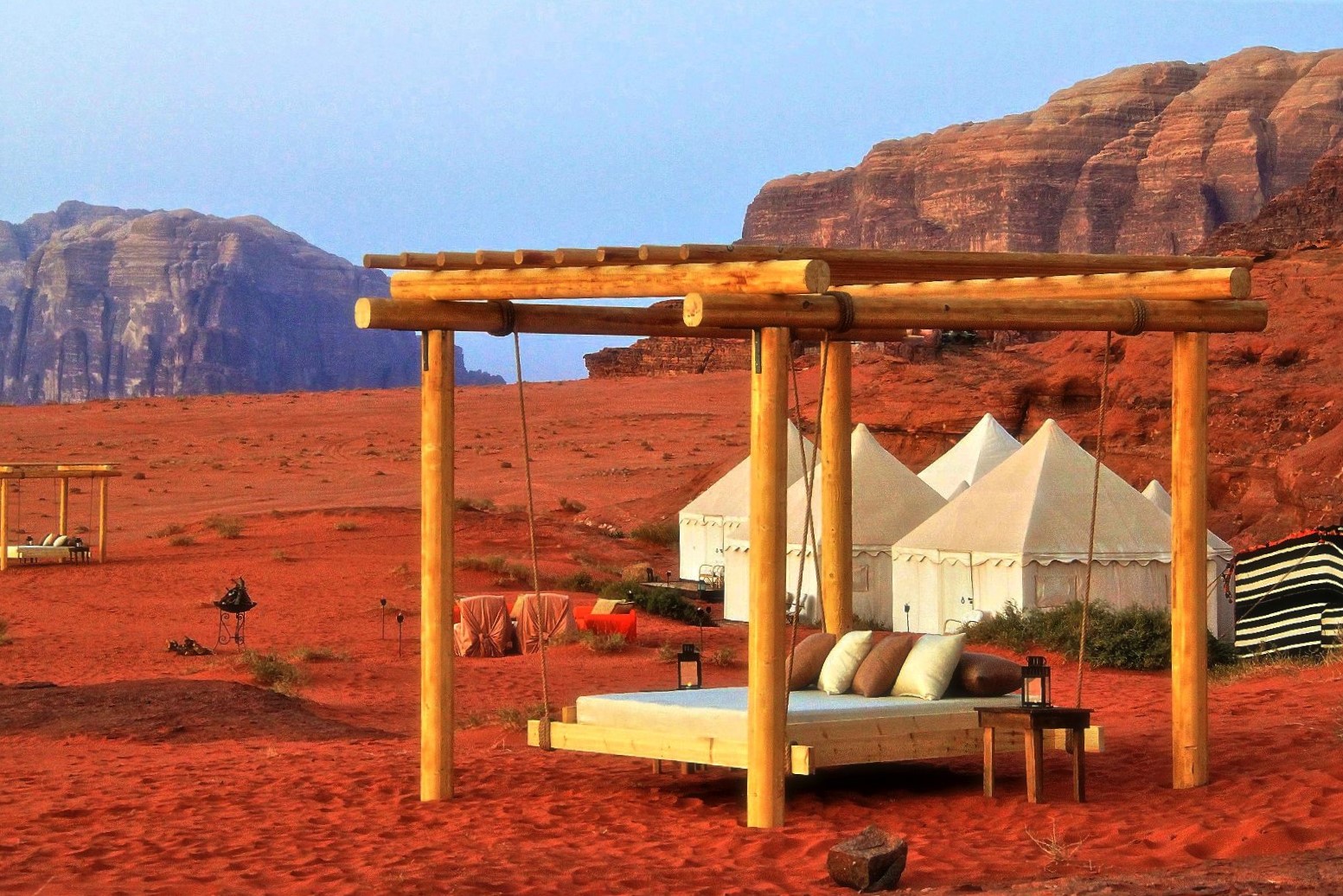 Day bed with desert views at the Discovery Bedu Camp Wadi Rum Jordan
