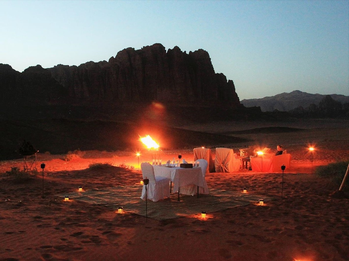 Candlelit dining at the Discovery Bedu Camp Wadi Rum Jordan