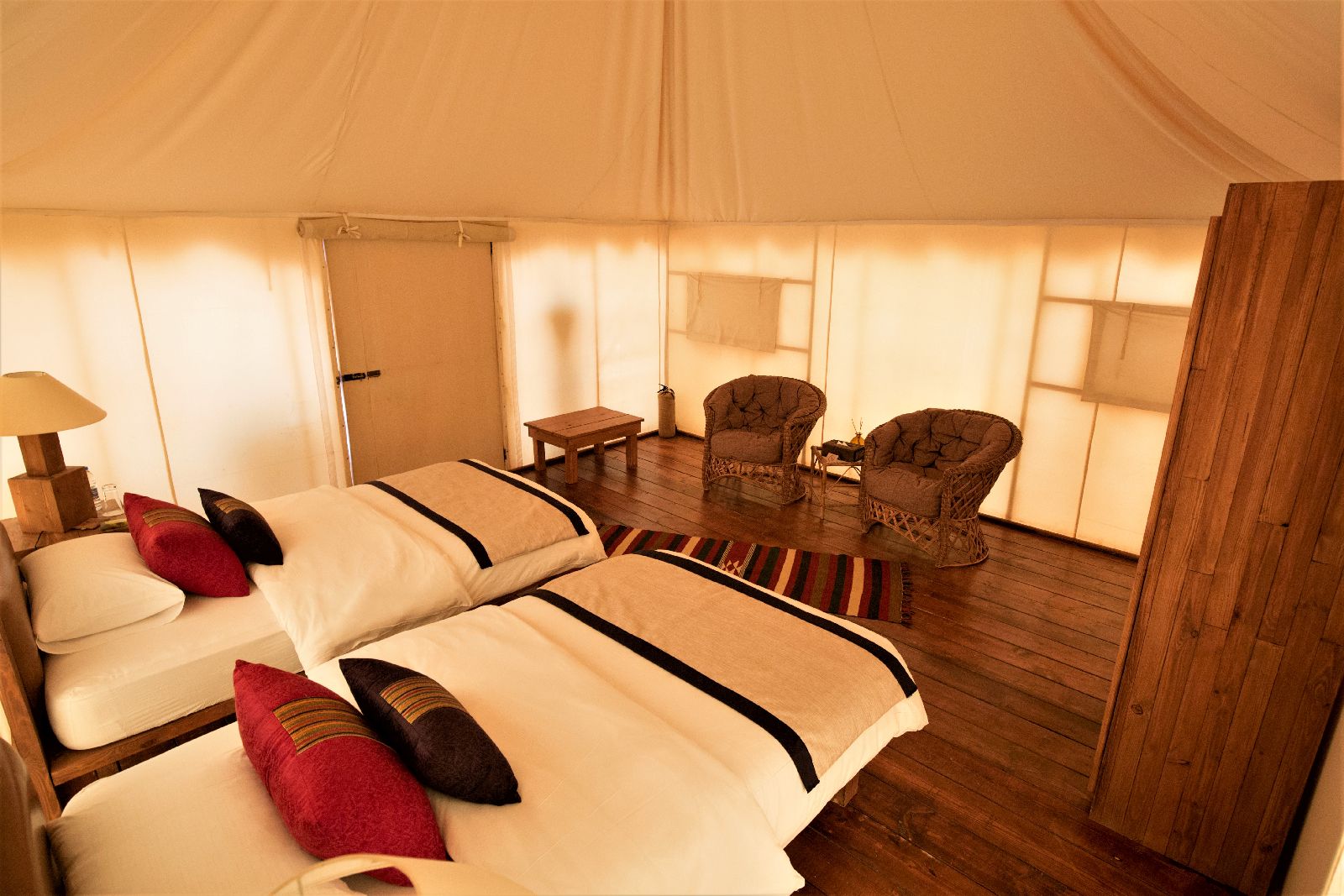 Tented suite interiors at the Discovery Bedu Camp Wadi Rum Jordan