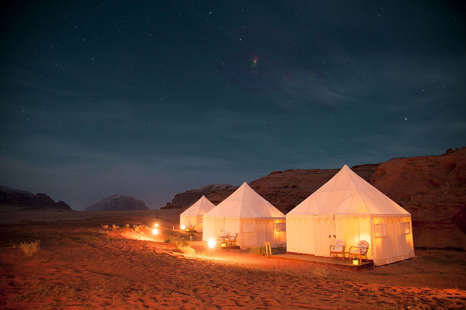 Night skies over the Discovery Bedu Camp in Wadi Rum Jordan
