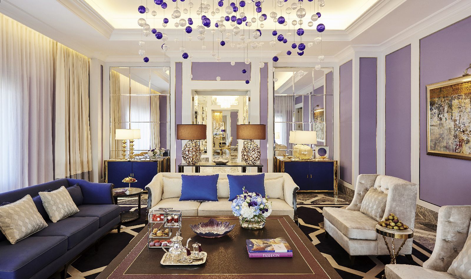 Stylish living area of a suite at the Fairmont Amman Jordan