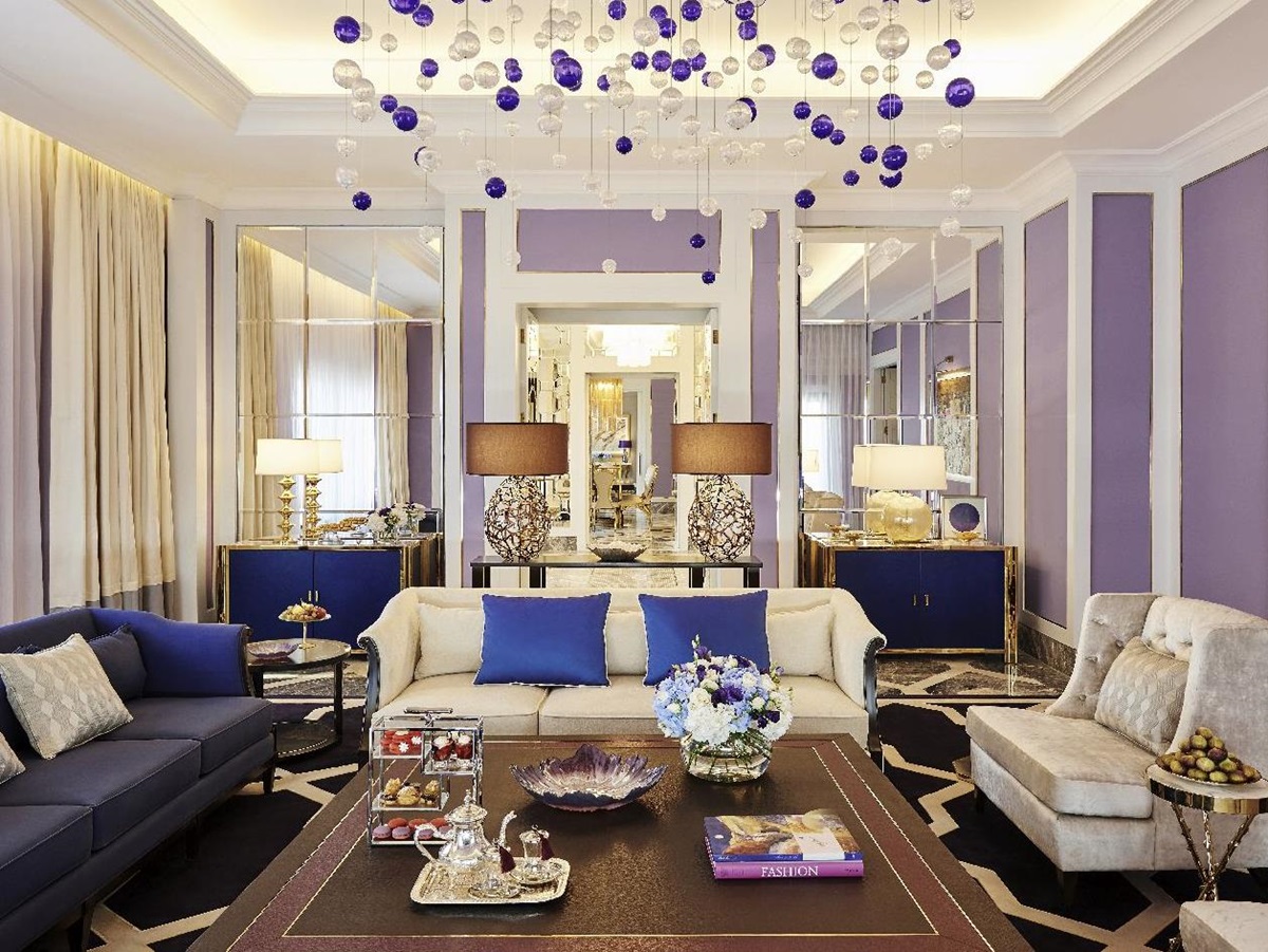 Stylish living area of a suite at the Fairmont Amman Jordan