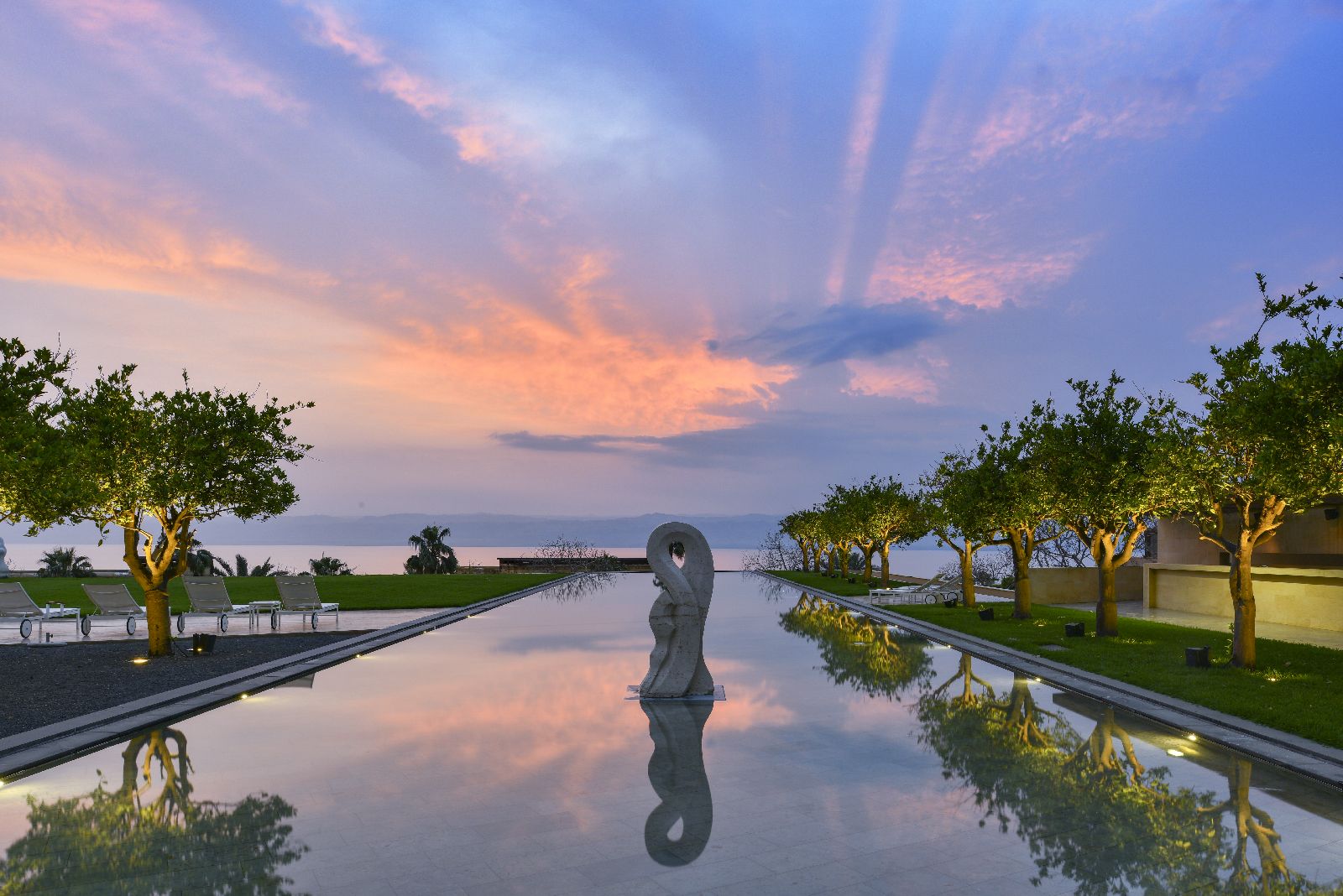 Grounds and gardens of the Kempinski Ishtar Dead Sea in Jordan