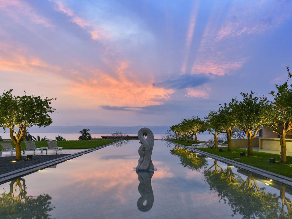Grounds and gardens of the Kempinski Ishtar Dead Sea in Jordan