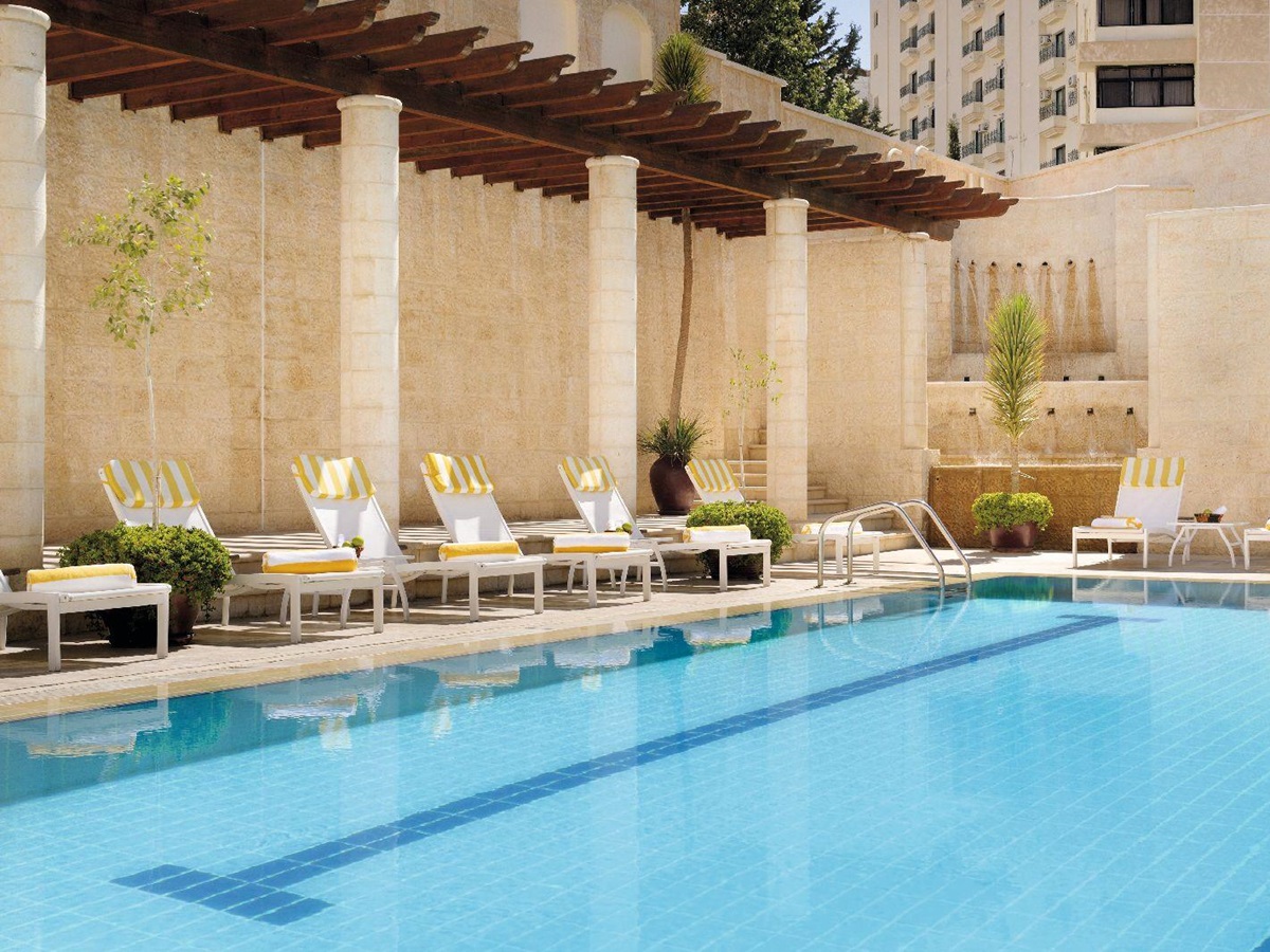 Outdoor swimming pool at the Movenpick Resort Petra in Jordan