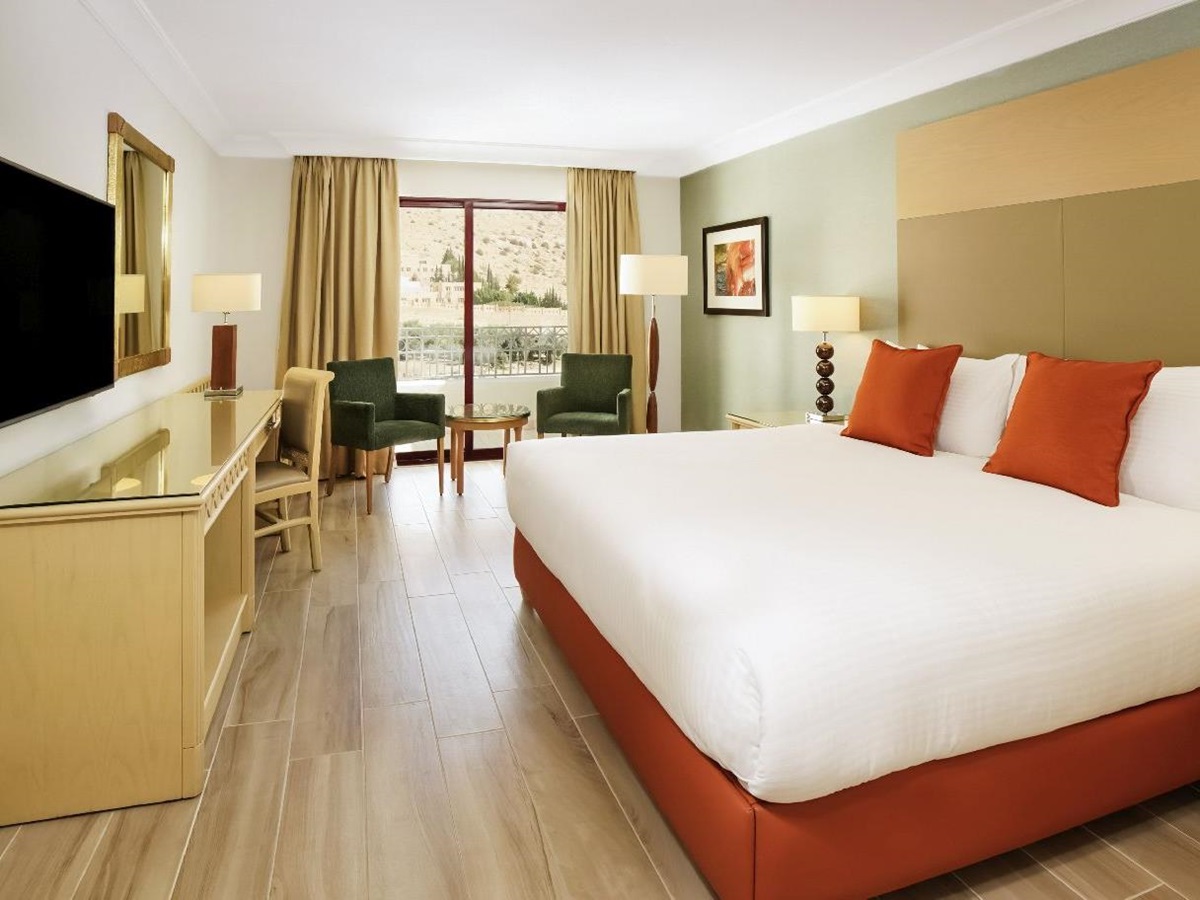 A comfortable guest room at the Movenpick Resort Petra in Jordan