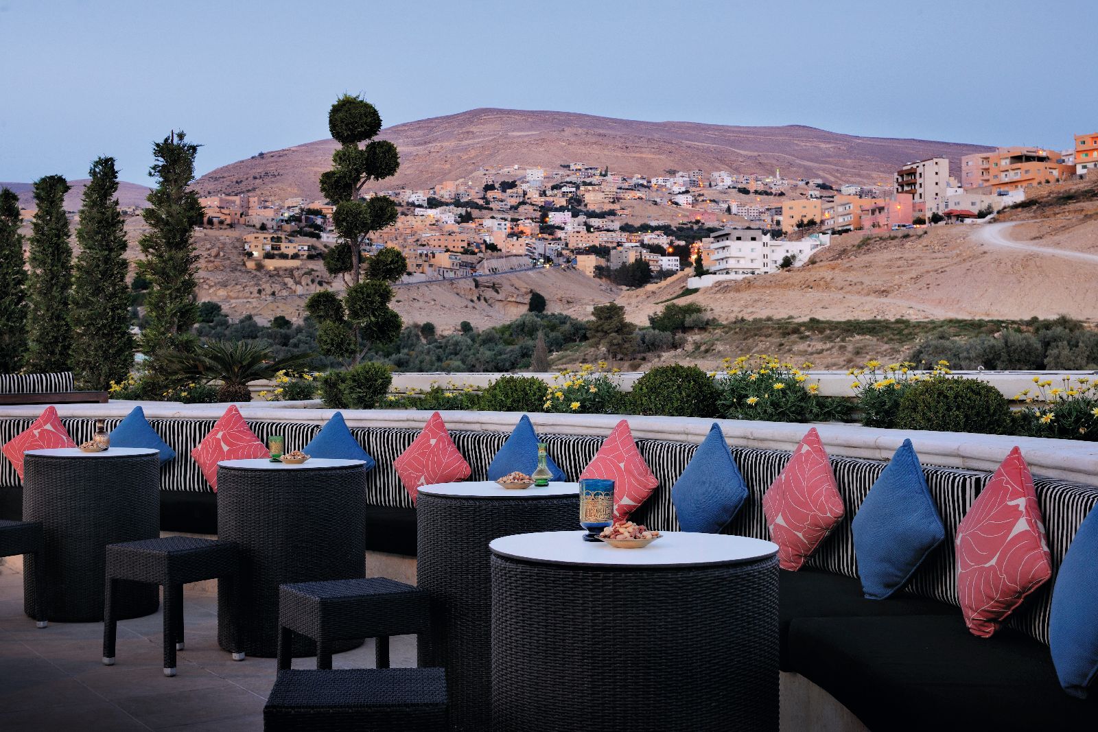 Outdoor terrace at the Movenpick Resort Petra in Jordan
