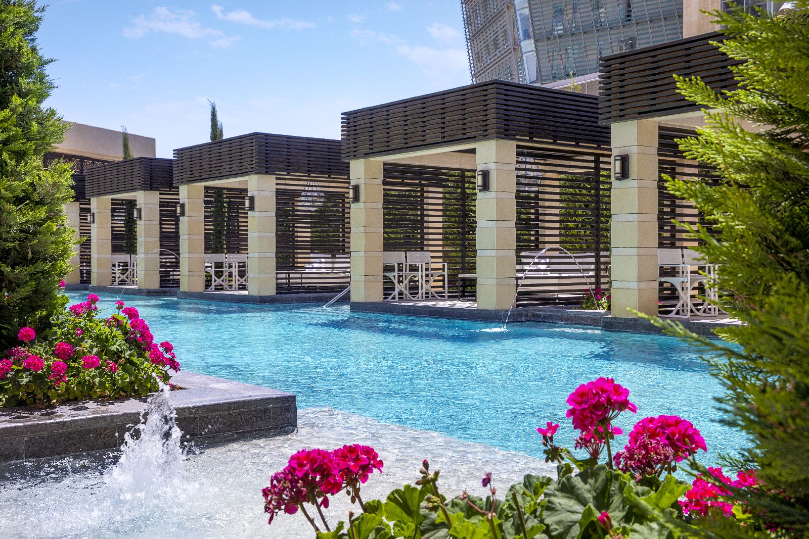 Swimminh pool and day beds at the St Regis Amman Jordan