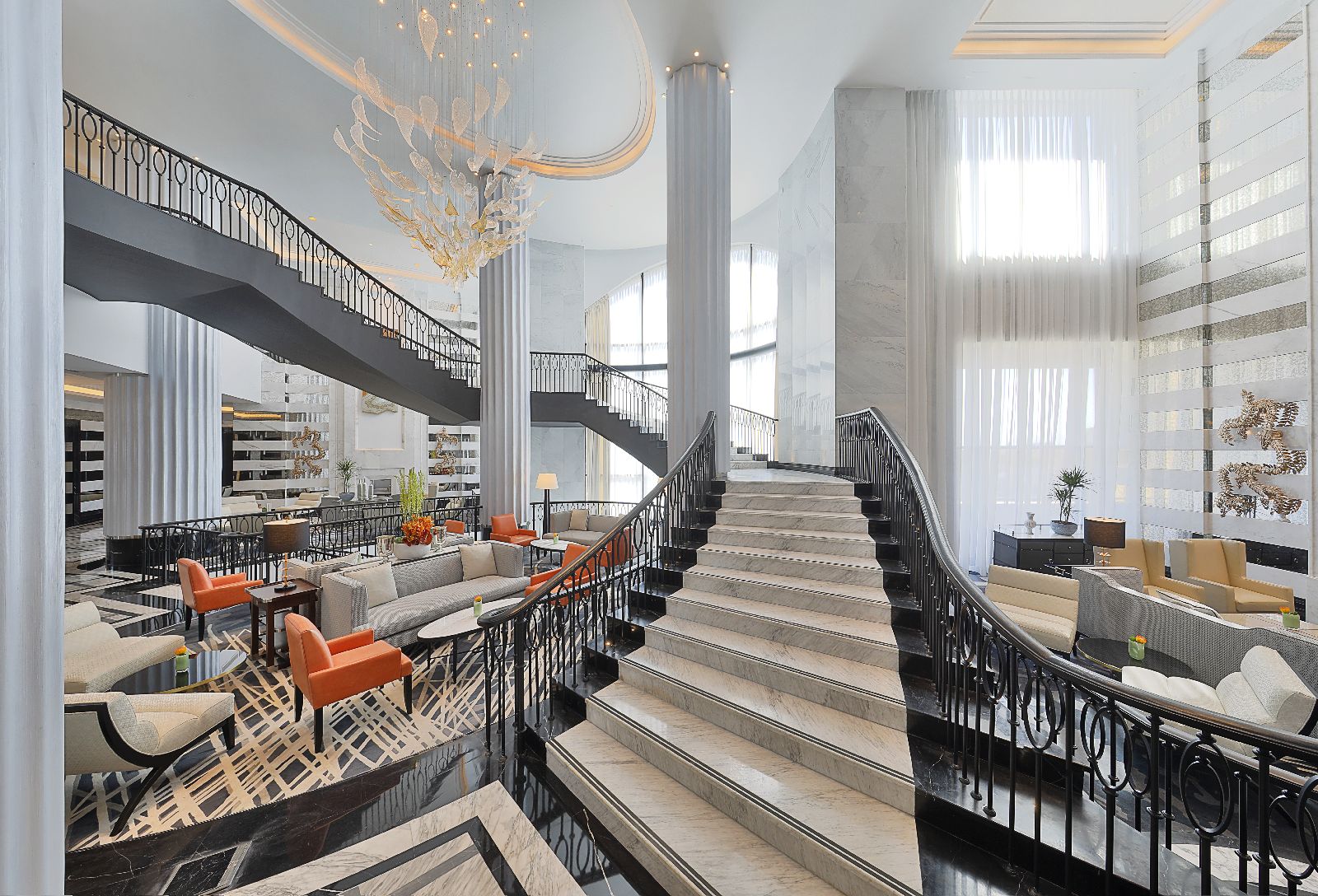 Elegant marble staircase at the St Regis Amman Jordan