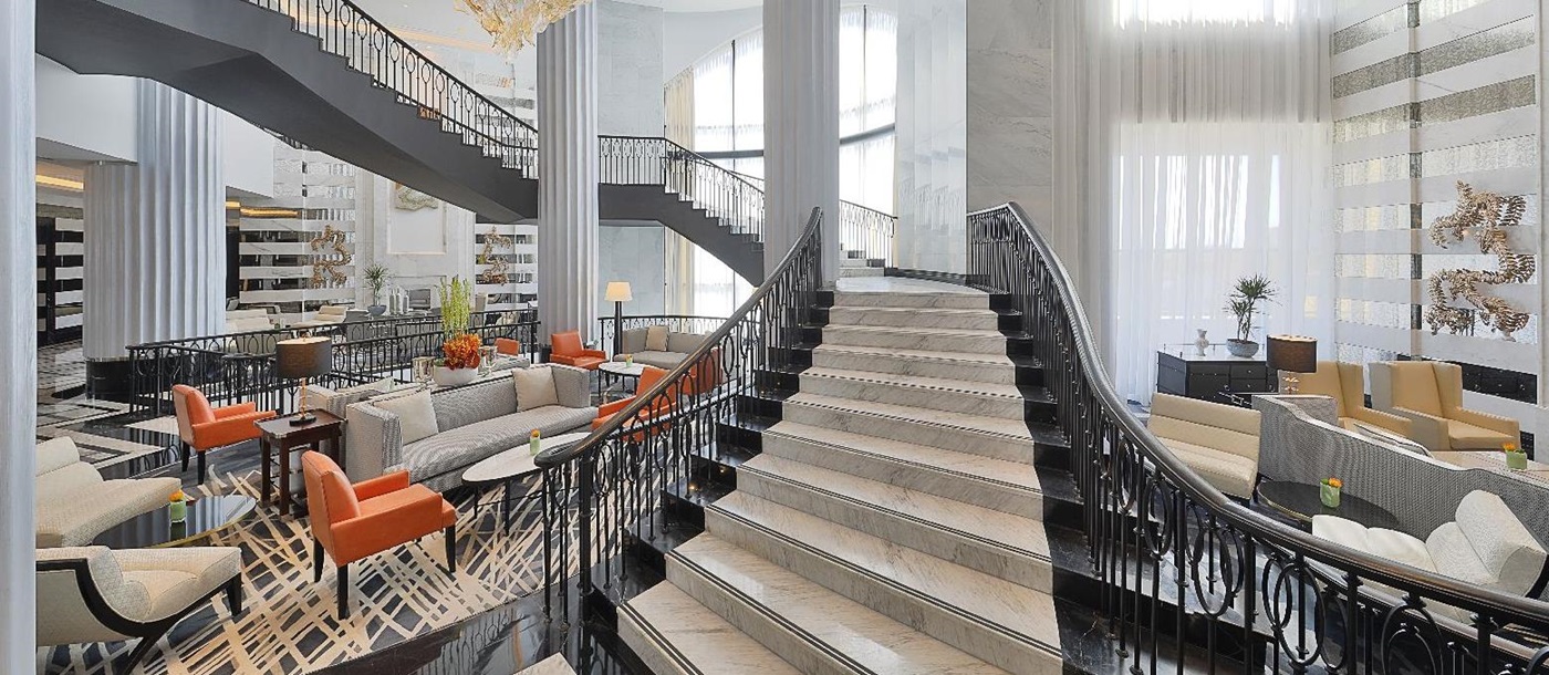 Elegant marble staircase at the St Regis Amman Jordan
