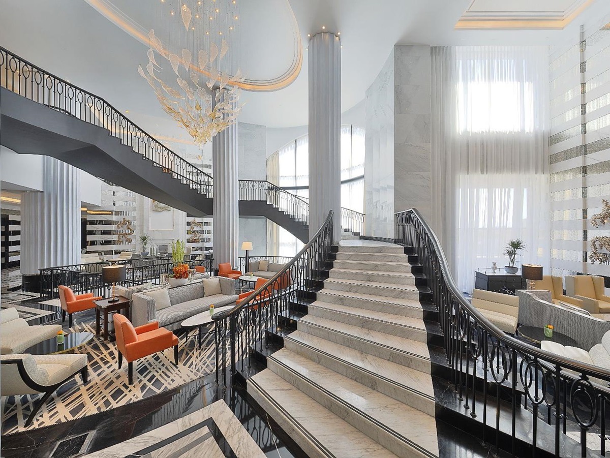 Elegant marble staircase at the St Regis Amman Jordan
