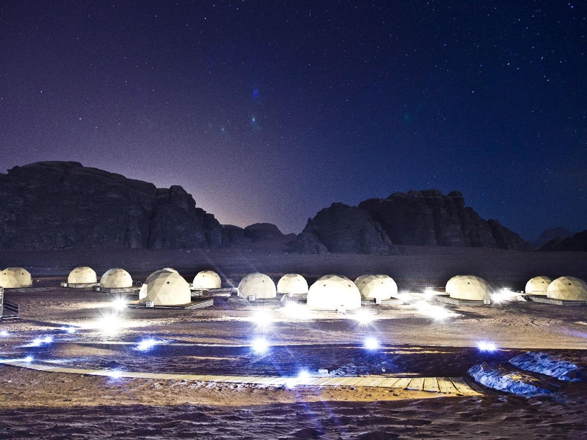 Night skies over the Sun City Camp Wadi Rum Jordan