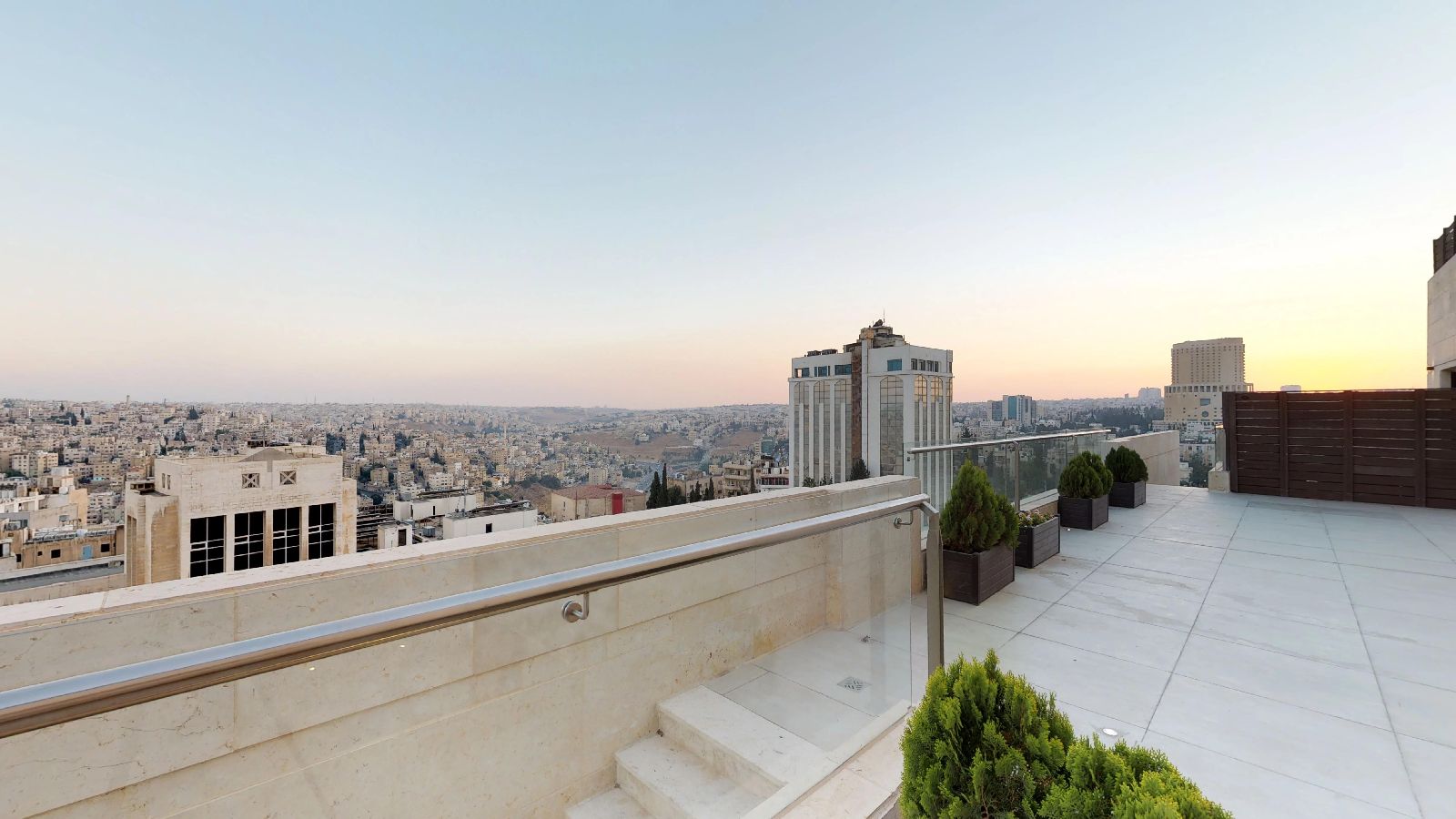 Views of the Amman skyline from the Royal Suite at The House Boutique Suites in Jordan