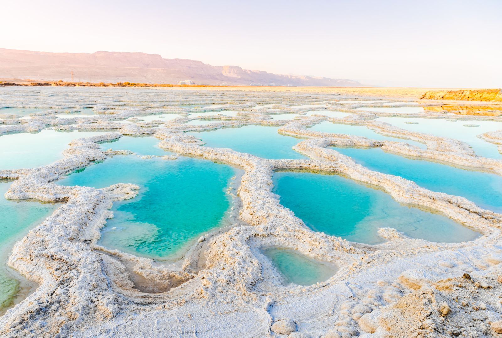 Blue pools in the Dead Sea, Jordan