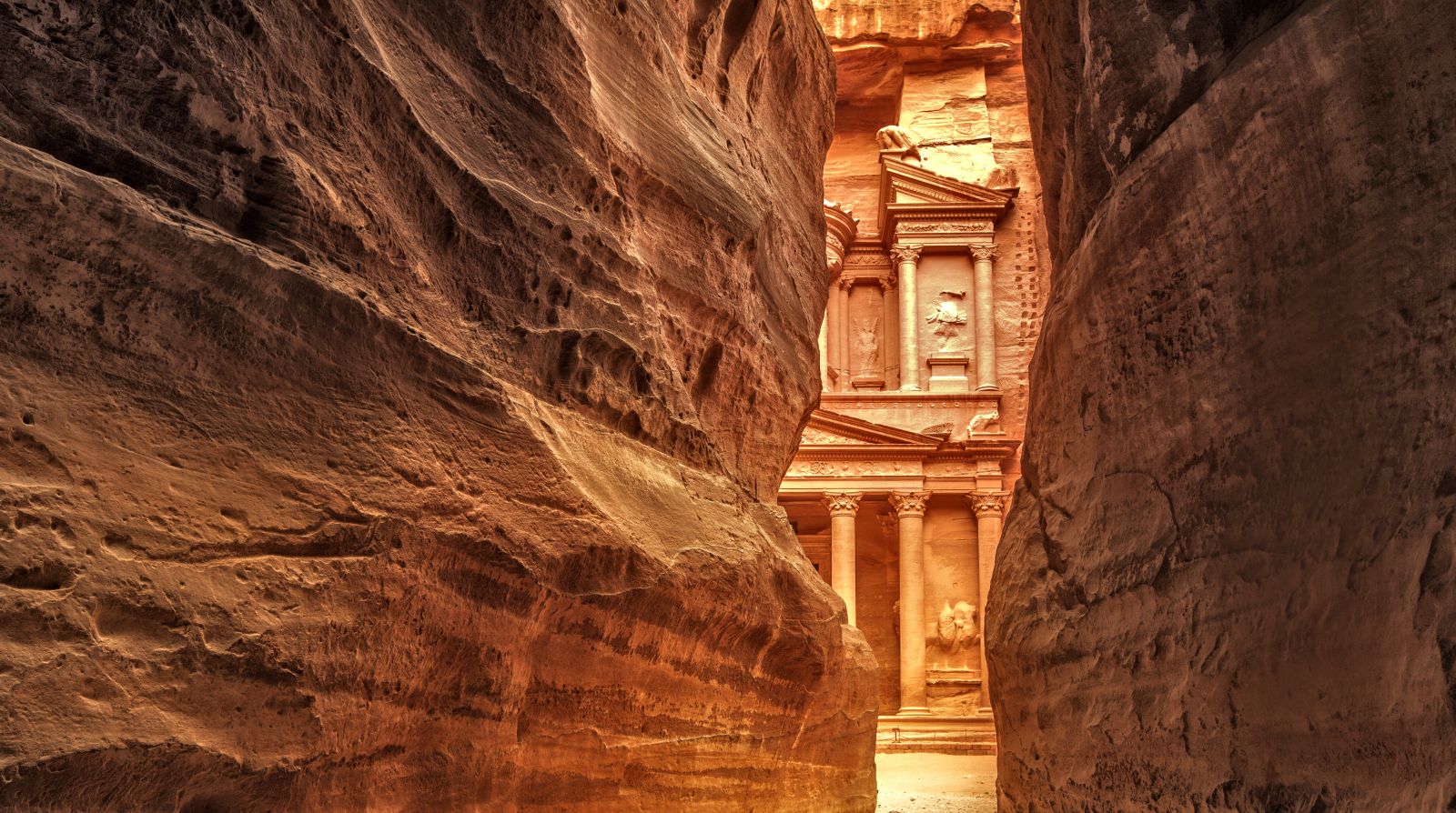 View of the Siq in Petra Jordan