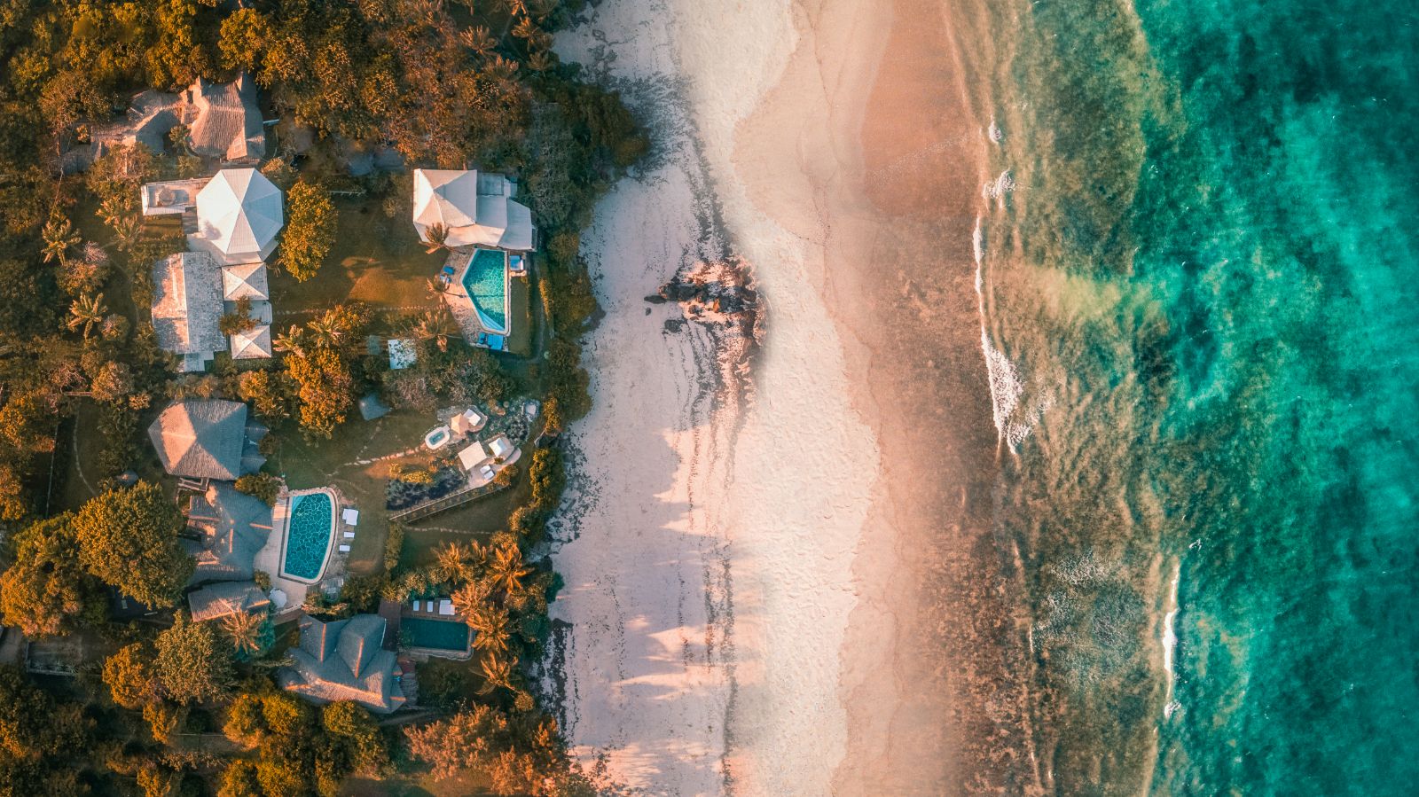 Aerial view of Alfajiri Villas on Diani Beach in Kenya