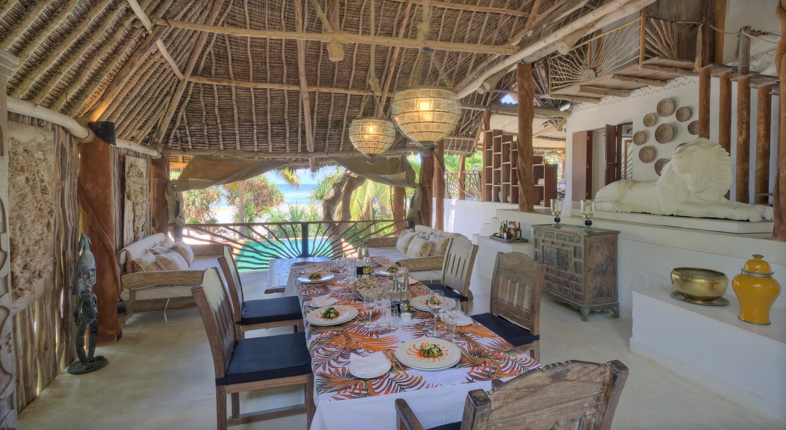 Beach Villa lounge area at Alfajiri Villas on Diani Beach in Kenya