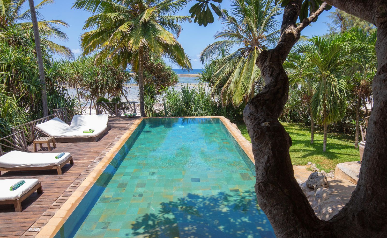 Beach Villa pool at Alfajiri Villas on Diani Beach in Kenya