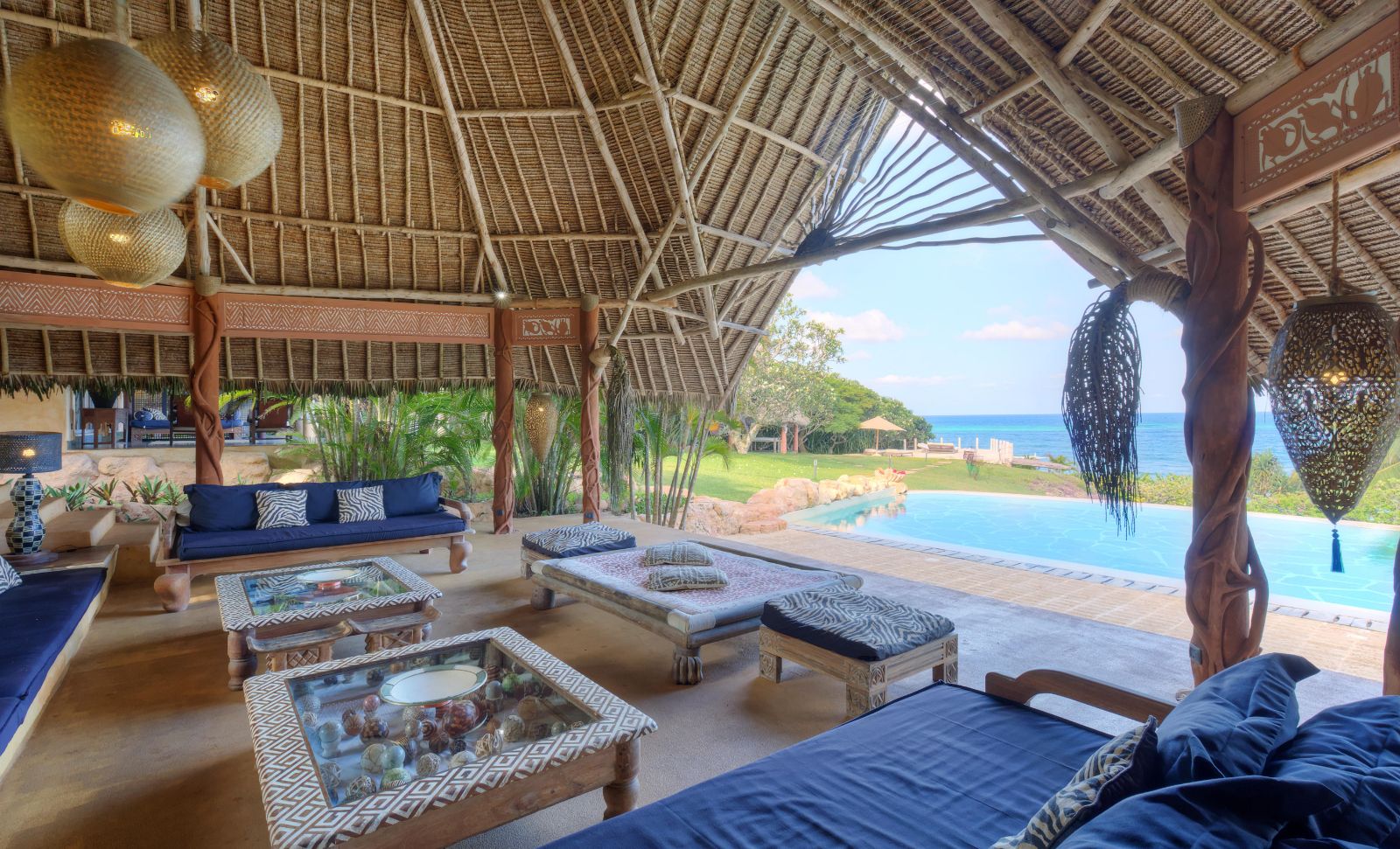 Garden Villa lounge area at Alfajiri Villas on Diani Beach in Kenya