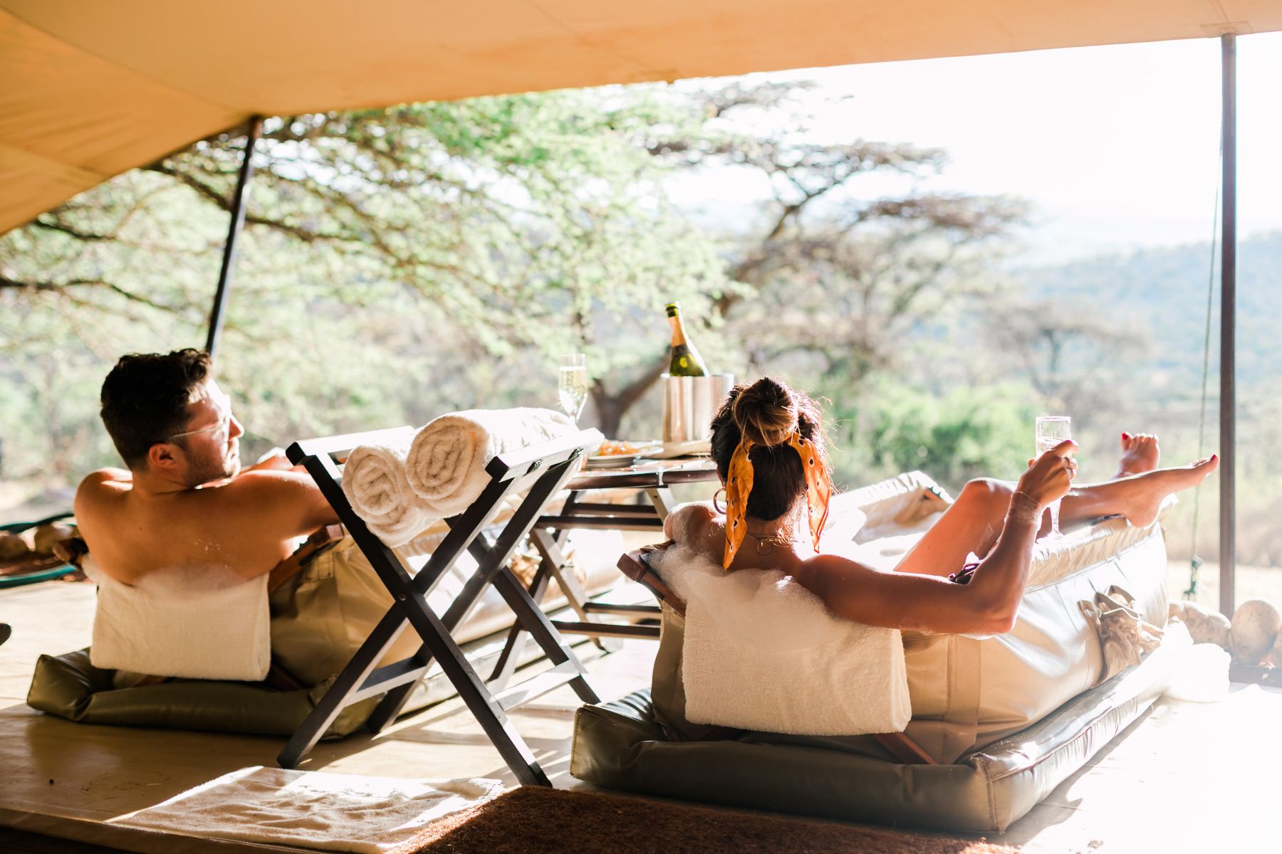 Bush bath at Cottars 1920s Camp in the Masai Mara