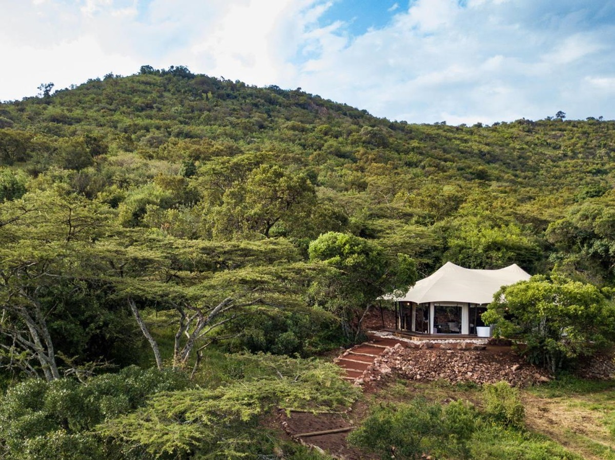 Exterior view of a guest tent at Cottars 1920s Camp in the Maasai Mara