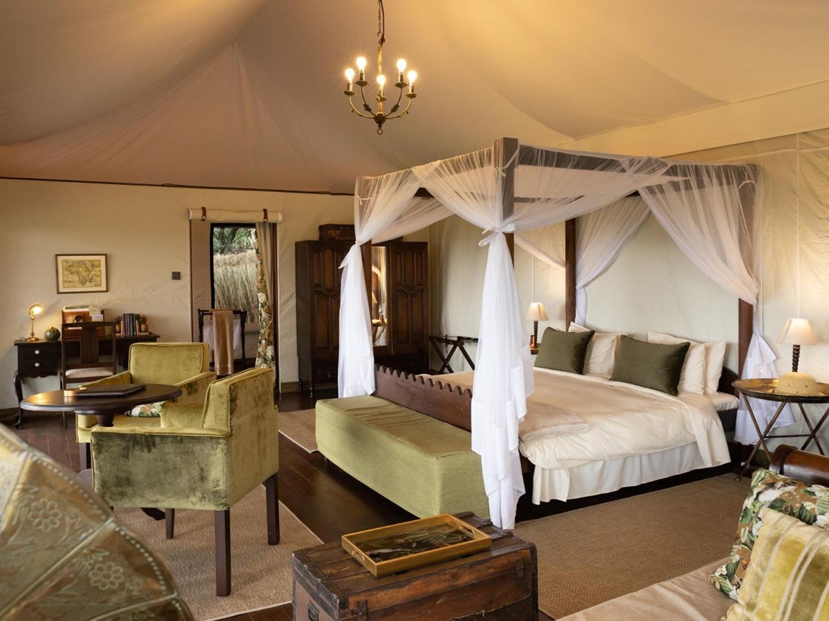 Luxury double tent bedroom at Cottars 1920s Camp in the Maasai Mara