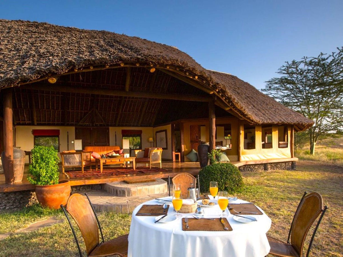 Alfresco dining at Elewana Tortilis Camp Amboseli in the Amboseli National Park in Kenya