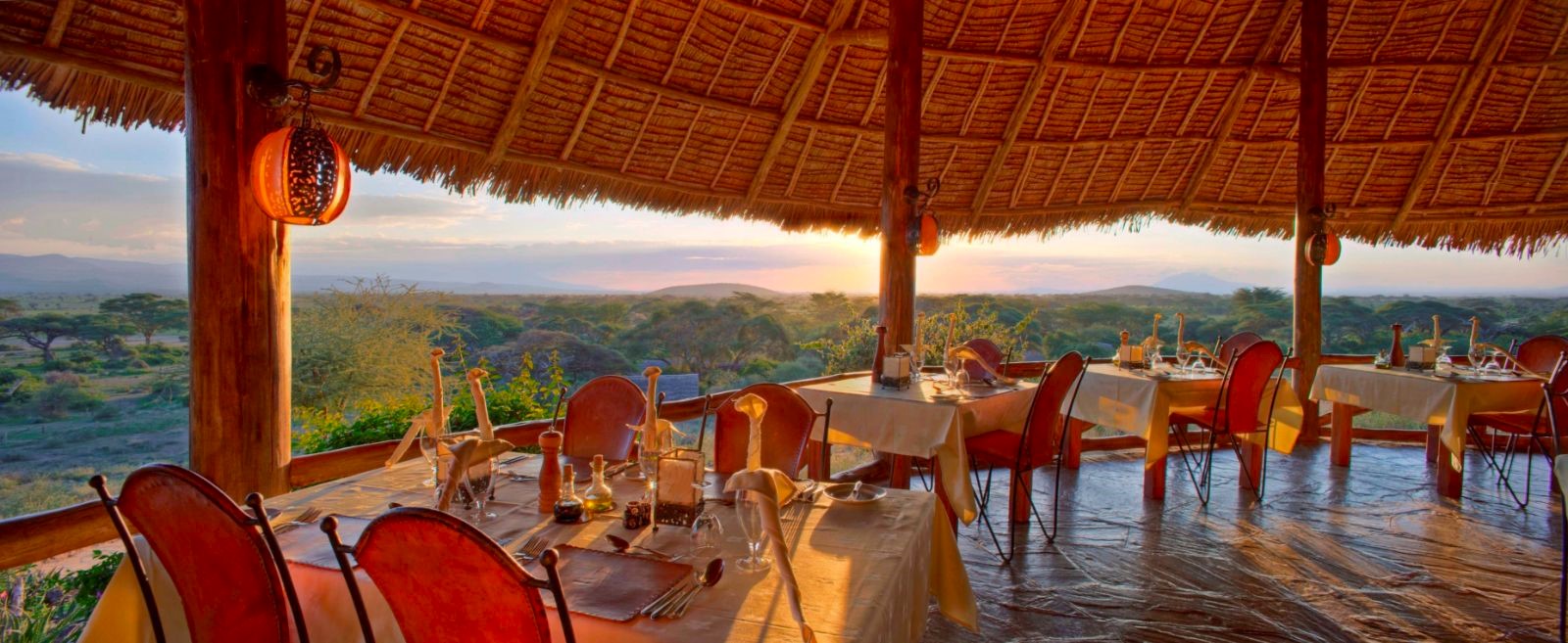 Dining at Elewana Tortilis Camp overlooking the Amboseli National Park in Kenya