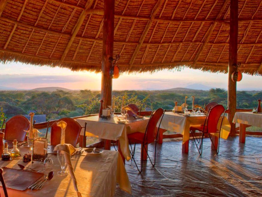 Dining at Elewana Tortilis Camp overlooking the Amboseli National Park in Kenya