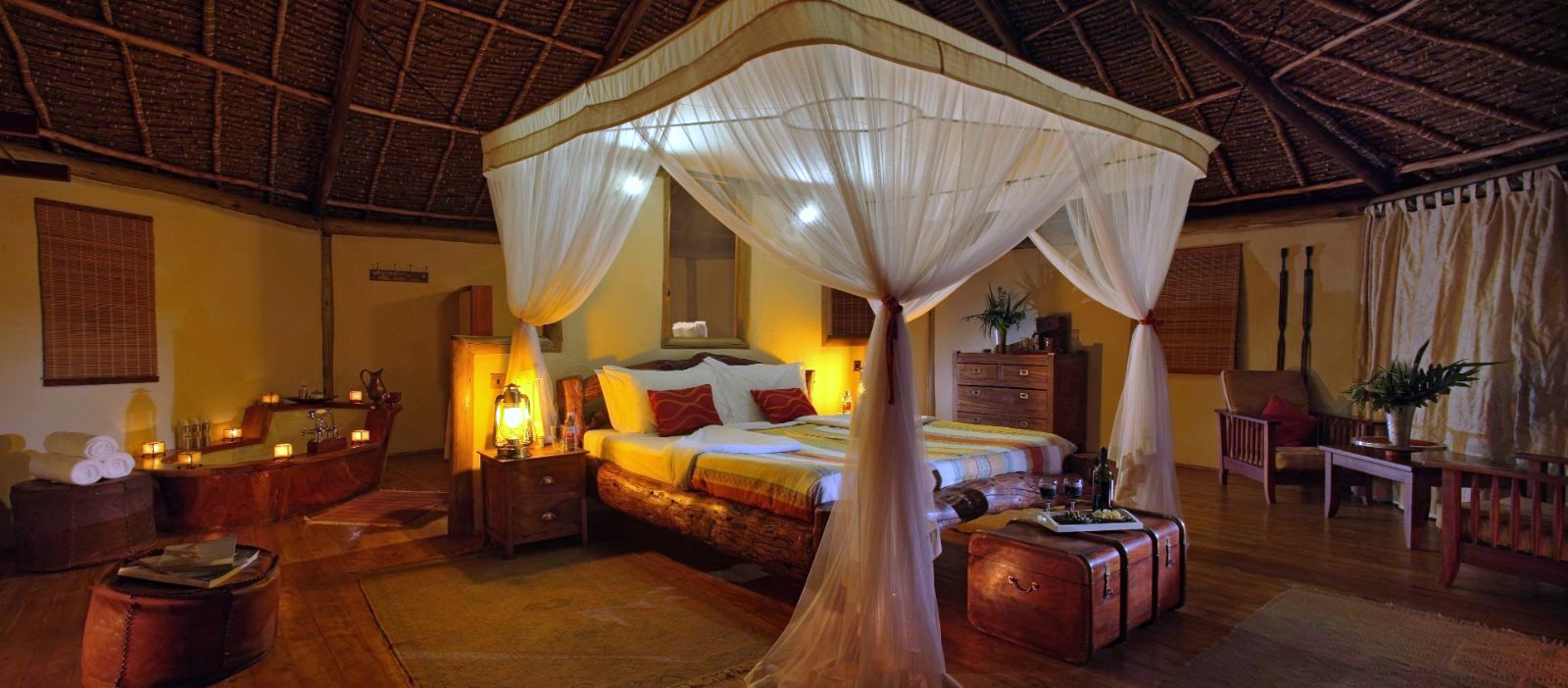 Double tent bedroom at Elewana Tortilis Camp in the Amboseli National Park in Kenya